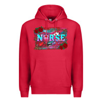Cardinal valentine's day nurse with leopard and turquoise background Premium Hoodie - RanaPortraitStore