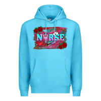 Ocean Blue valentine's day nurse with leopard and turquoise background Premium Hoodie - RanaPortraitStore