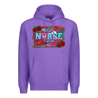 Purple valentine's day nurse with leopard and turquoise background Premium Hoodie - RanaPortraitStore