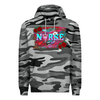 Slate Camo valentine's day nurse with leopard and turquoise background Premium Hoodie - RanaPortraitStore