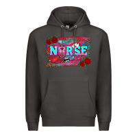 Smoke valentine's day nurse with leopard and turquoise background Premium Hoodie - RanaPortraitStore