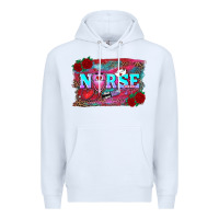 White valentine's day nurse with leopard and turquoise background Premium Hoodie - RanaPortraitStore