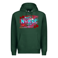 Sports Green valentine's day nurse with leopard and turquoise background Premium Hoodie - RanaPortraitStore