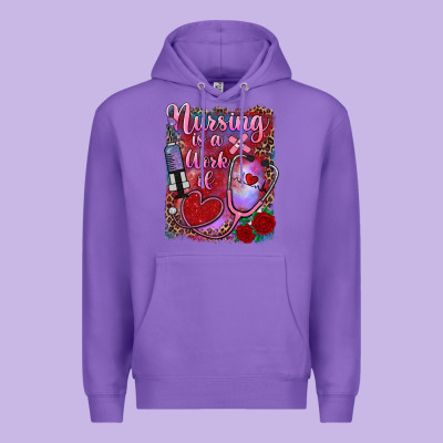 Nursing Is A Work Of Heart Premium Hoodie Designed By Ranaportraitstore