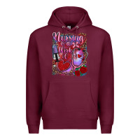 Burgundy nursing is a work of heart Premium Hoodie - RanaPortraitStore