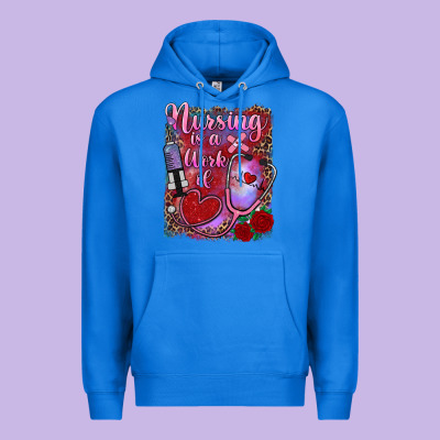Nursing Is A Work Of Heart Premium Hoodie Designed By Ranaportraitstore