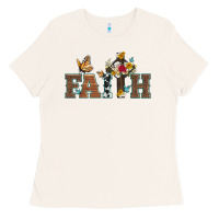 Bone faith cross and butterfly with sunflower leopard and roses Ladies Tee - Artiststas