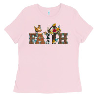 Bubblegum Pink faith cross and butterfly with sunflower leopard and roses Ladies Tee - Artiststas