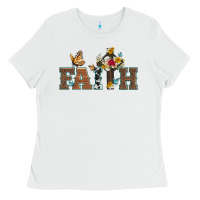 White faith cross and butterfly with sunflower leopard and roses Ladies Tee - Artiststas