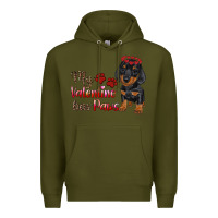 Army Green my valentine has paws Premium Hoodie - RanaPortraitStore