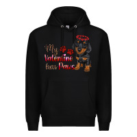 Black my valentine has paws Premium Hoodie - RanaPortraitStore