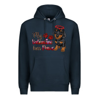 Navy my valentine has paws Premium Hoodie - RanaPortraitStore