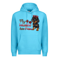 Ocean Blue my valentine has paws Premium Hoodie - RanaPortraitStore