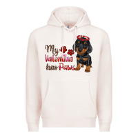 Pale Pink my valentine has paws Premium Hoodie - RanaPortraitStore
