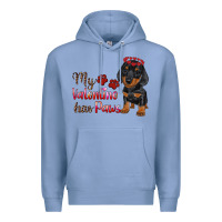 Colony Blue my valentine has paws Premium Hoodie - RanaPortraitStore