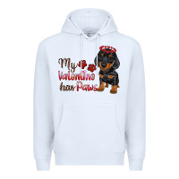 White my valentine has paws Premium Hoodie - RanaPortraitStore