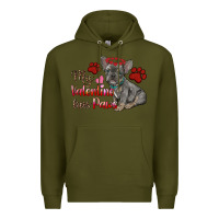Army Green my valentine has paws french bulldog Premium Hoodie - RanaPortraitStore