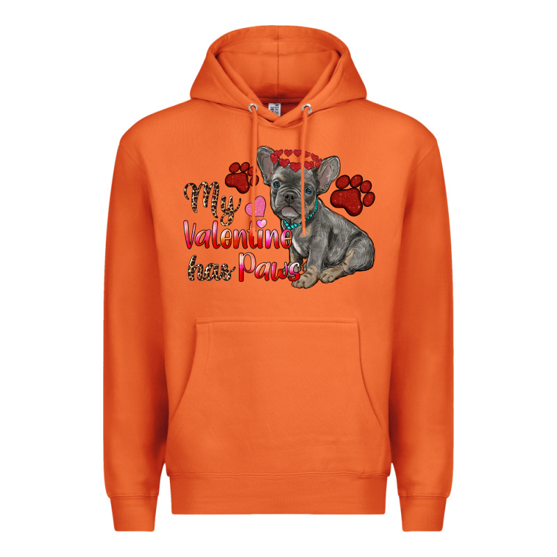 My Valentine Has Paws French Bulldog Premium Hoodie by RanaPortraitStore | Teevron