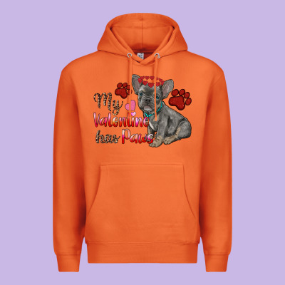My Valentine Has Paws French Bulldog Premium Hoodie Designed By Ranaportraitstore