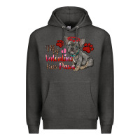 Charcoal Heather my valentine has paws french bulldog Premium Hoodie - RanaPortraitStore