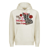 Oatmeal Heather my valentine has paws french bulldog Premium Hoodie - RanaPortraitStore