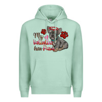 Seafoam my valentine has paws french bulldog Premium Hoodie - RanaPortraitStore