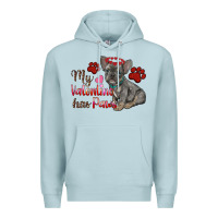 Blue Mist my valentine has paws french bulldog Premium Hoodie - RanaPortraitStore