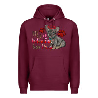 Burgundy my valentine has paws french bulldog Premium Hoodie - RanaPortraitStore