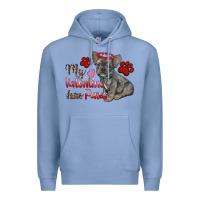 Colony Blue my valentine has paws french bulldog Premium Hoodie - RanaPortraitStore