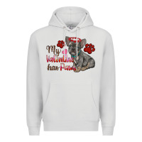 Dove Grey my valentine has paws french bulldog Premium Hoodie - RanaPortraitStore