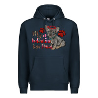 Navy my valentine has paws french bulldog Premium Hoodie - RanaPortraitStore