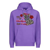 Purple my valentine has paws french bulldog Premium Hoodie - RanaPortraitStore
