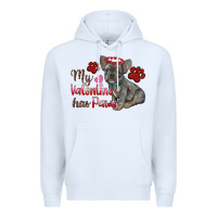 White my valentine has paws french bulldog Premium Hoodie - RanaPortraitStore