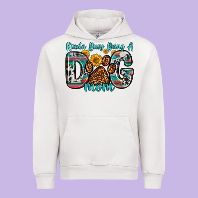 Kinda Busy Being A Dog Mom Urban Hoodie Designed By Zillion Design Studio