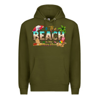 Army Green the beach is my happy place Premium Hoodie - texasbilliewilder