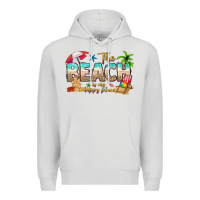 Dove Grey the beach is my happy place Premium Hoodie - texasbilliewilder