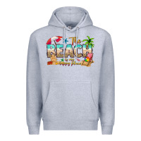 Heather Grey the beach is my happy place Premium Hoodie - texasbilliewilder