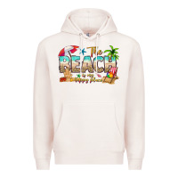 Pale Pink the beach is my happy place Premium Hoodie - texasbilliewilder