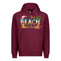 Burgundy the beach is my happy place Premium Hoodie - texasbilliewilder