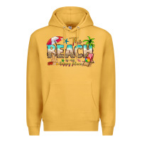 Mustard the beach is my happy place Premium Hoodie - texasbilliewilder