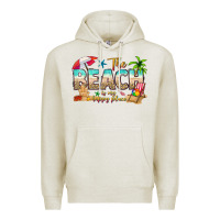 Oatmeal Heather the beach is my happy place Premium Hoodie - texasbilliewilder