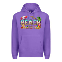 Purple the beach is my happy place Premium Hoodie - texasbilliewilder