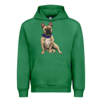 Emerald french bulldog with royal blue Urban Hoodie - RanaPortraitStore