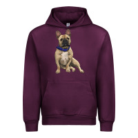 Mauve Wine french bulldog with royal blue Urban Hoodie - RanaPortraitStore