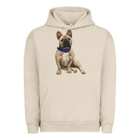 Pigment French Oak french bulldog with royal blue Urban Hoodie - RanaPortraitStore