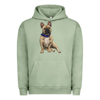 Pigment Oil Green french bulldog with royal blue Urban Hoodie - RanaPortraitStore