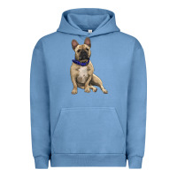 Pigment Pebble Blue french bulldog with royal blue Urban Hoodie - RanaPortraitStore