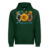 Forest Green with god all things are possible sunflower Urban Hoodie - Zillion Design Studio
