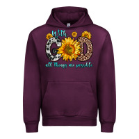 Mauve Wine with god all things are possible sunflower Urban Hoodie - Zillion Design Studio