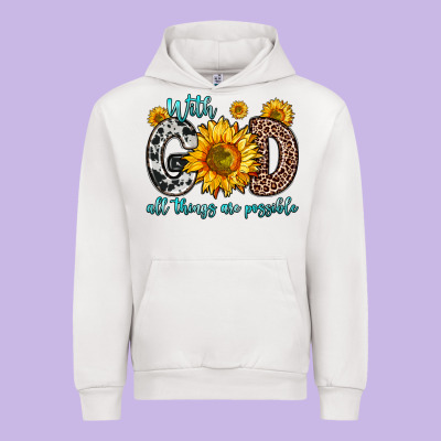 With God All Things Are Possible Sunflower Urban Hoodie Designed By Zillion Design Studio